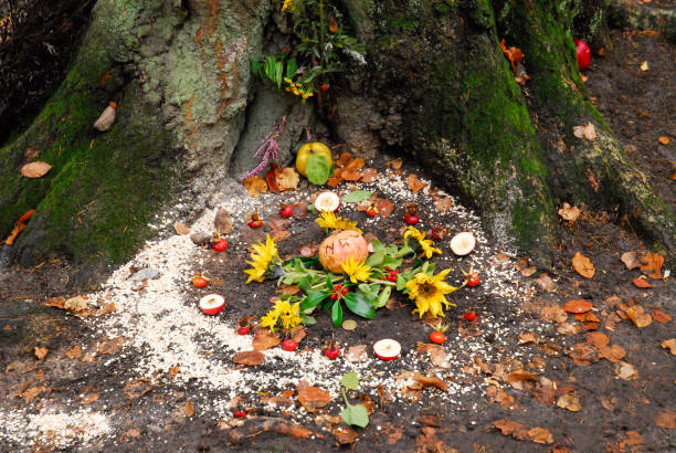 istock Magic spiral works. Witchcraft and wicca altar, pagan religion. 900284356