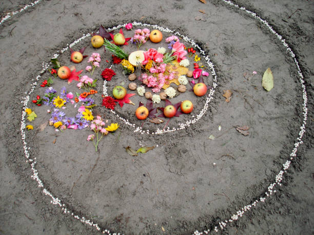 istock Magic spiral works. Witchcraft and wicca altar, pagan religion. 900284358