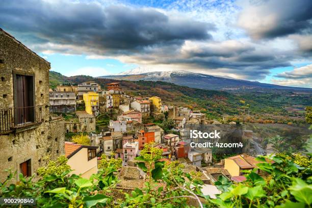 Castiglione Di Sicilia Village Sicily Stock Photo - Download Image Now - Castiglione di Sicilia, Italy, Blue