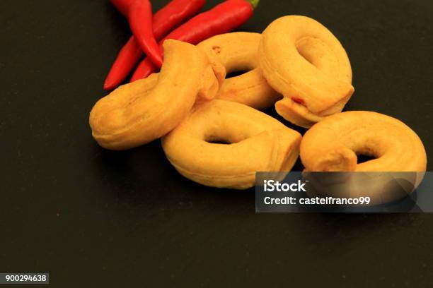 Italian Tarallini With Red Pepper Stock Photo - Download Image Now - Aperitif, Baked, Baking