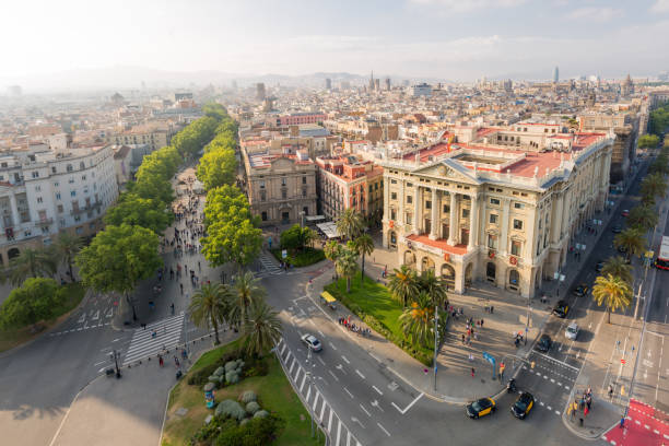 istock Cityscape including la rambla in Barcelona, Spain 900294974