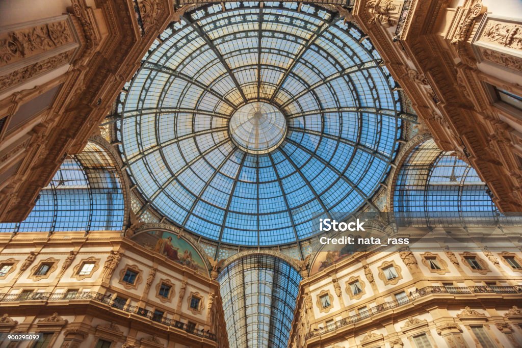 Dome of gallery Vittorio Emmanuele in Milan Awesome dome of gallery Vittorio Emmanuele in Milan, Italy Antique Stock Photo