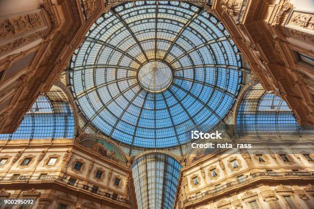 Dome Of Gallery Vittorio Emmanuele In Milan Stock Photo - Download Image Now - Antique, Architectural Dome, Architecture