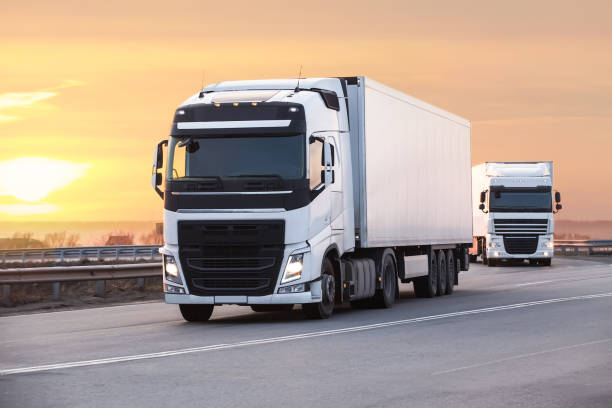 istock trucks goes on the highway 900302438