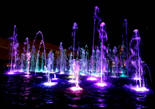 istock Multicolored fountain and water games 900302562