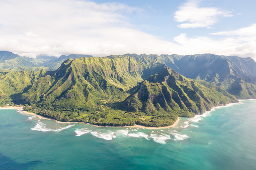 Napali coast of Kauai (Hawaii) seen from above