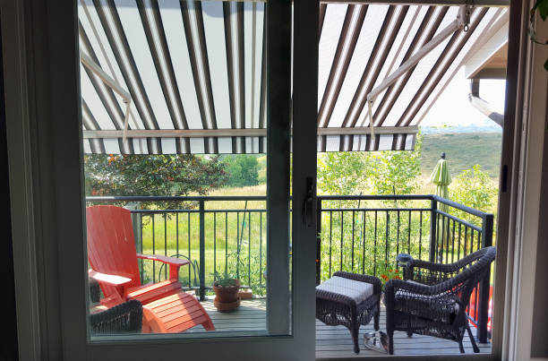 istock Looking Out To A Cool Awning Shaded Deck 900317690