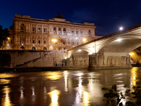 Justice building as known as Palazzaccio in Rome Italy by night