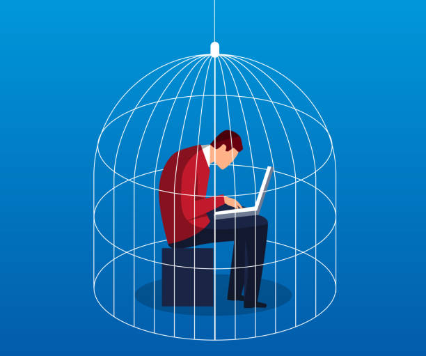 Businessman in a cage