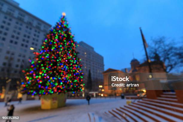 Pioneer Courthouse In Pioneer Square With Christmas Tree Stock Photo - Download Image Now