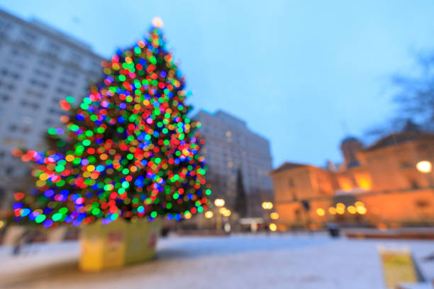 Pioneer Courthouse in Pioneer Square with Christmas tree