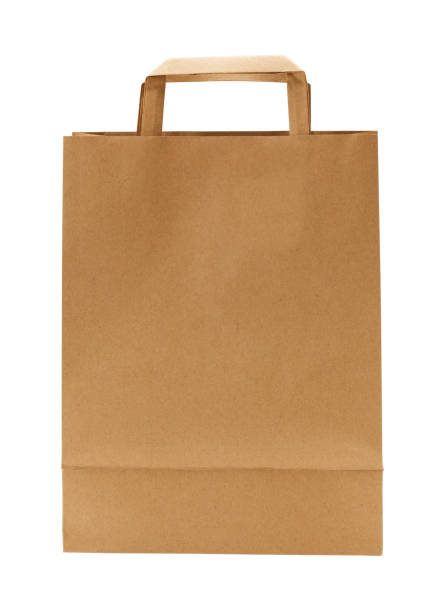 коричневый бумажный мешок фронт - paper bag bag brown handle стоковые фото и изображения