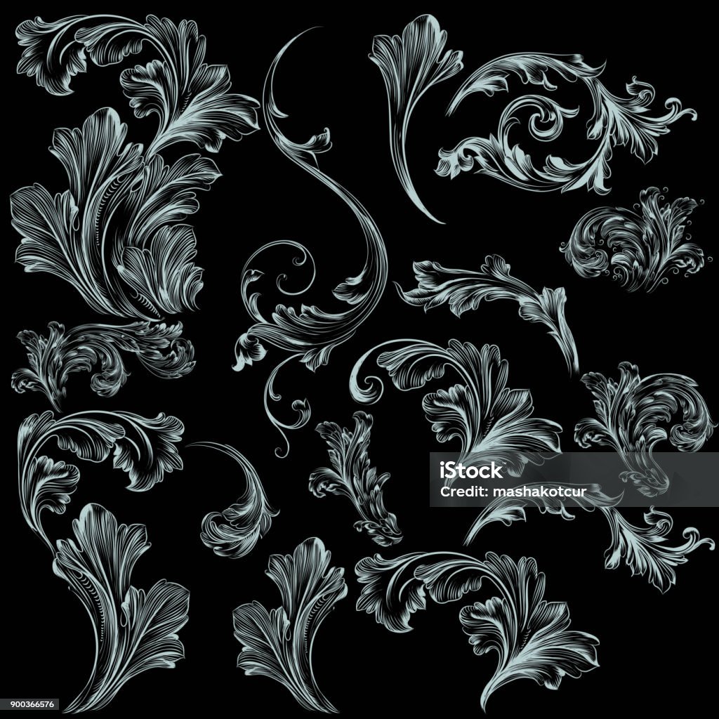 Collection of vector swirl flourishes for design Knick Knack stock vector