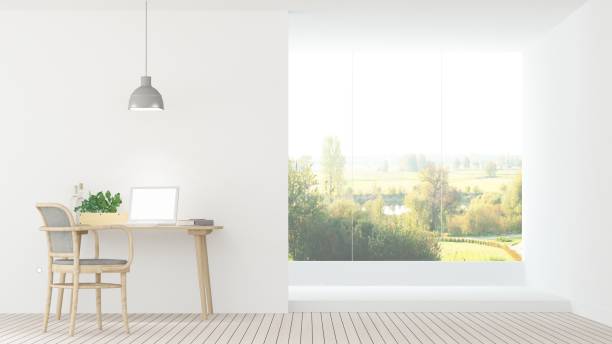 istock Interior relax space  3d rendering and background nature in hotel 900367000