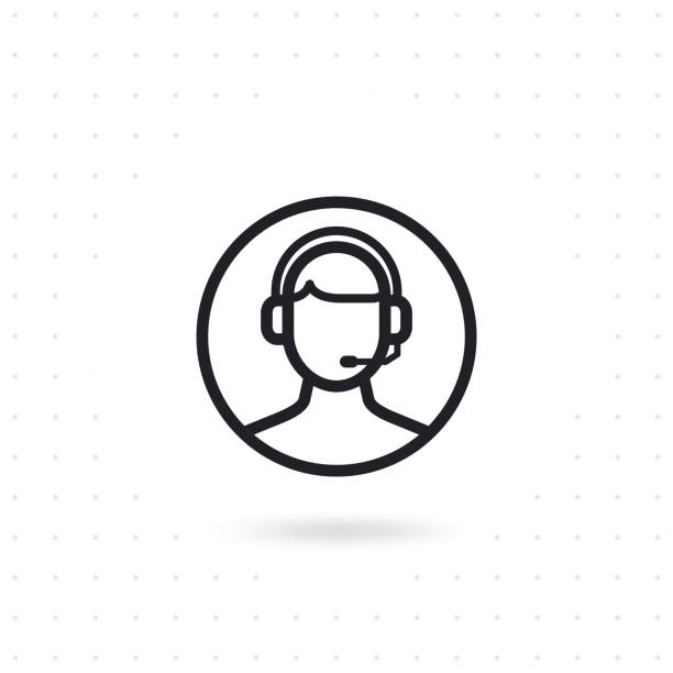 Customer service icon Customer service icon. Customer support vector icon. Male call center avatar icon with wearing headset on white background. Flat line vector illustration call center stock illustrations
