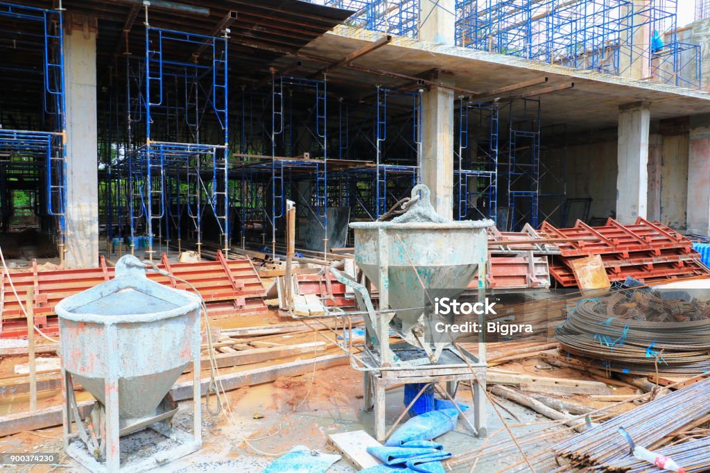 Building Works Work Construction And Scaffold In Site Workplace Building Stock Photo ...