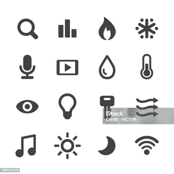 Home Automation And Control Icons Acme Series Stock Illustration - Download Image Now - Heat - Temperature, Icon Symbol, Time