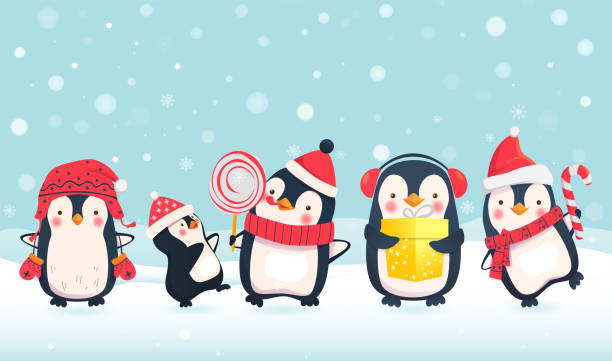 ilustraciones, imágenes clip art, dibujos animados e iconos de stock de ilustración de dibujos animados de pingüinos - mono ski