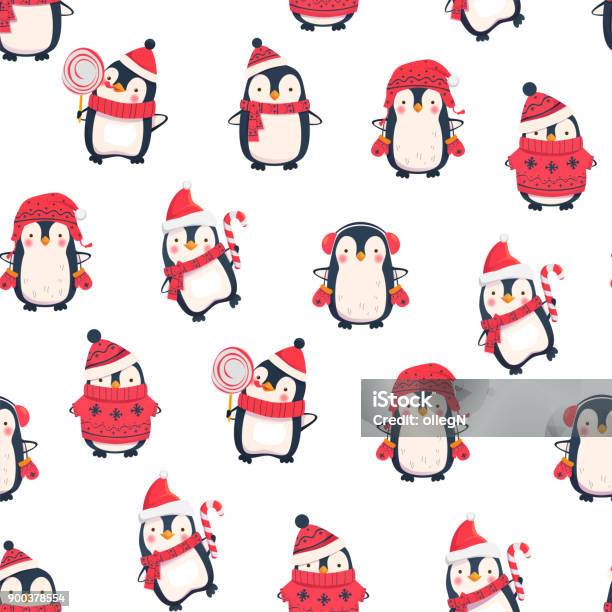 Motif Sans Couture Avec Les Penguins Vecteurs libres de droits et plus d'images vectorielles de Manchot - Manchot, Vectoriel, Patinage sur glace