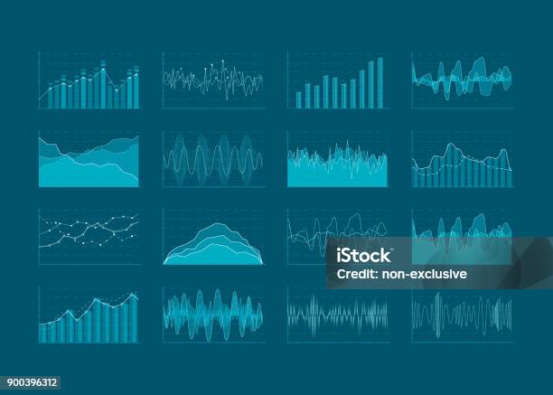 Set Of Hud And Infographic Elements Data Analysis And Analytics Visualization Futuristic User Interface Vector Illustration Isolated On Dark Background Stock Illustration - Download Image Now