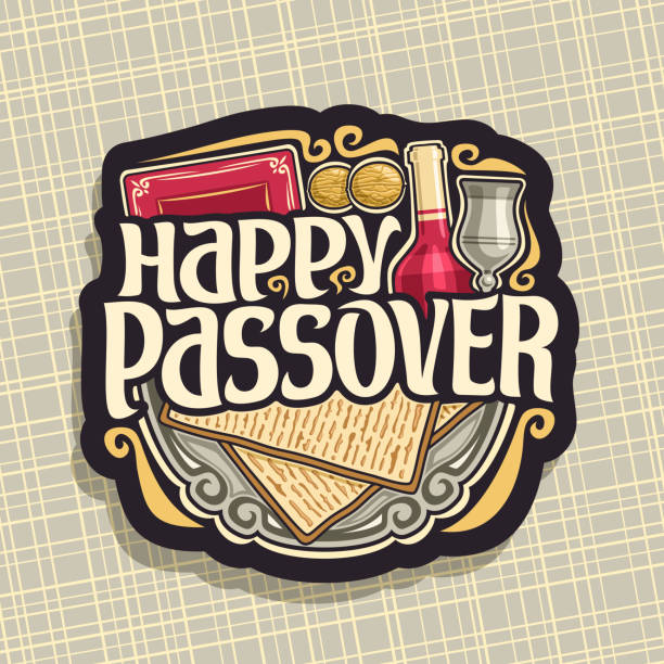 illustrazioni stock, clip art, cartoni animati e icone di tendenza di segno vettoriale per le vacanze di pasqua - passover seder table judaism