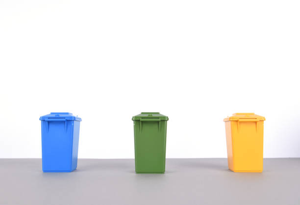 istock Colorful recycle bins on white background. 900399288