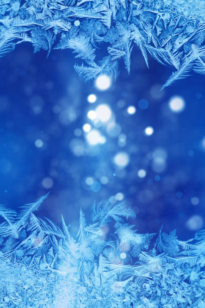 istock Defocused blue background with ice flowers 900399970