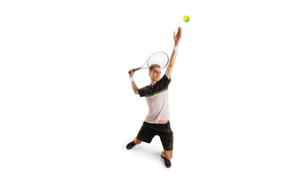 istock one tennis player isolated on white background 900403294