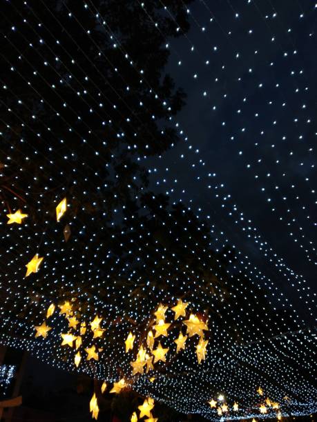 Ceiling of a modern building with a pattern of stars.