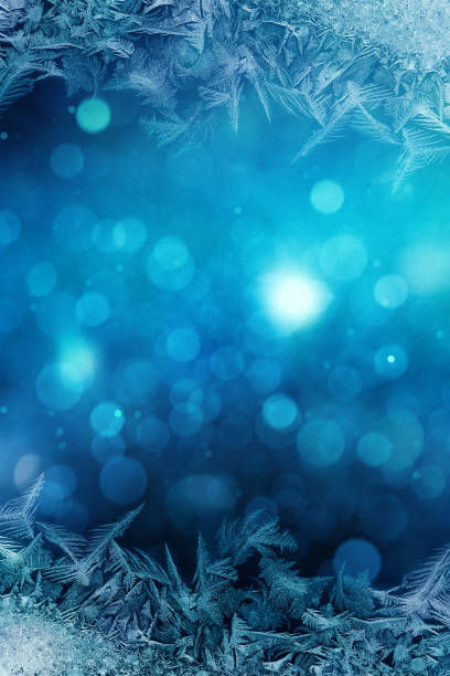 istock Defocused blue background with ice flowers 900404000