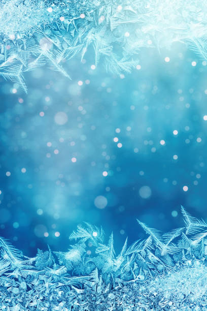 istock Defocused blue background with ice flowers 900404062