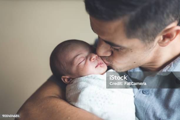 New Dad Holding Infant Daughter Stock Photo - Download Image Now - Father, Baby - Human Age, Newborn