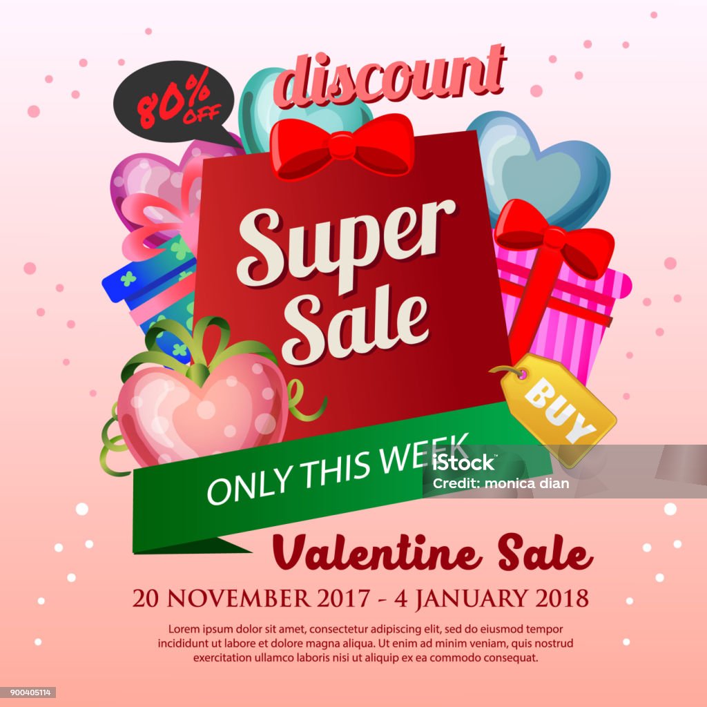 Valentine Illustration With Cute Heart Stock Illustration - Download Image  Now - Award Ribbon, Beauty, Blossom - iStock