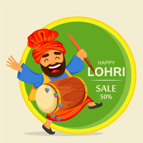 Funny Dancing Sikh Man With Drum Celebrating Holiday Stock Illustration -  Download Image Now - iStock