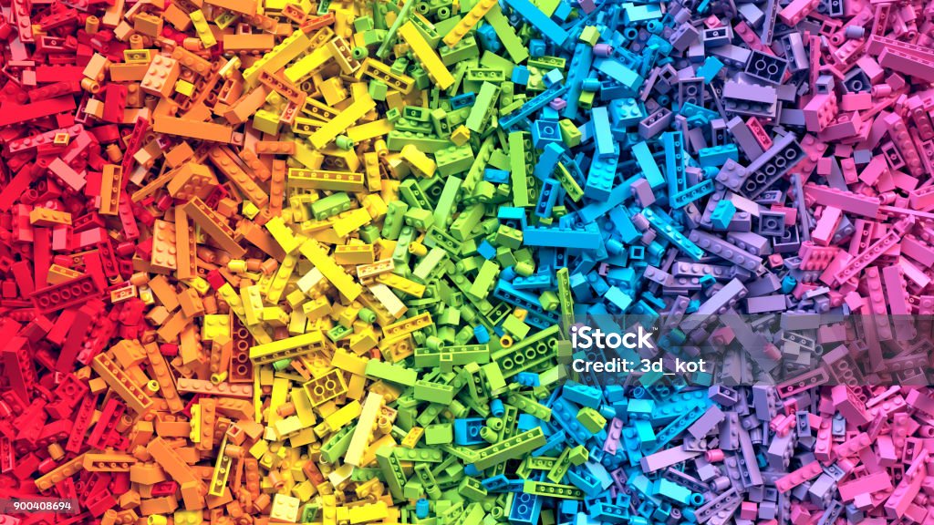 Rainbow toy blocks background. 3D Rendering Pile of raindow toy blocks background. 3D Rendering Toy Block Stock Photo
