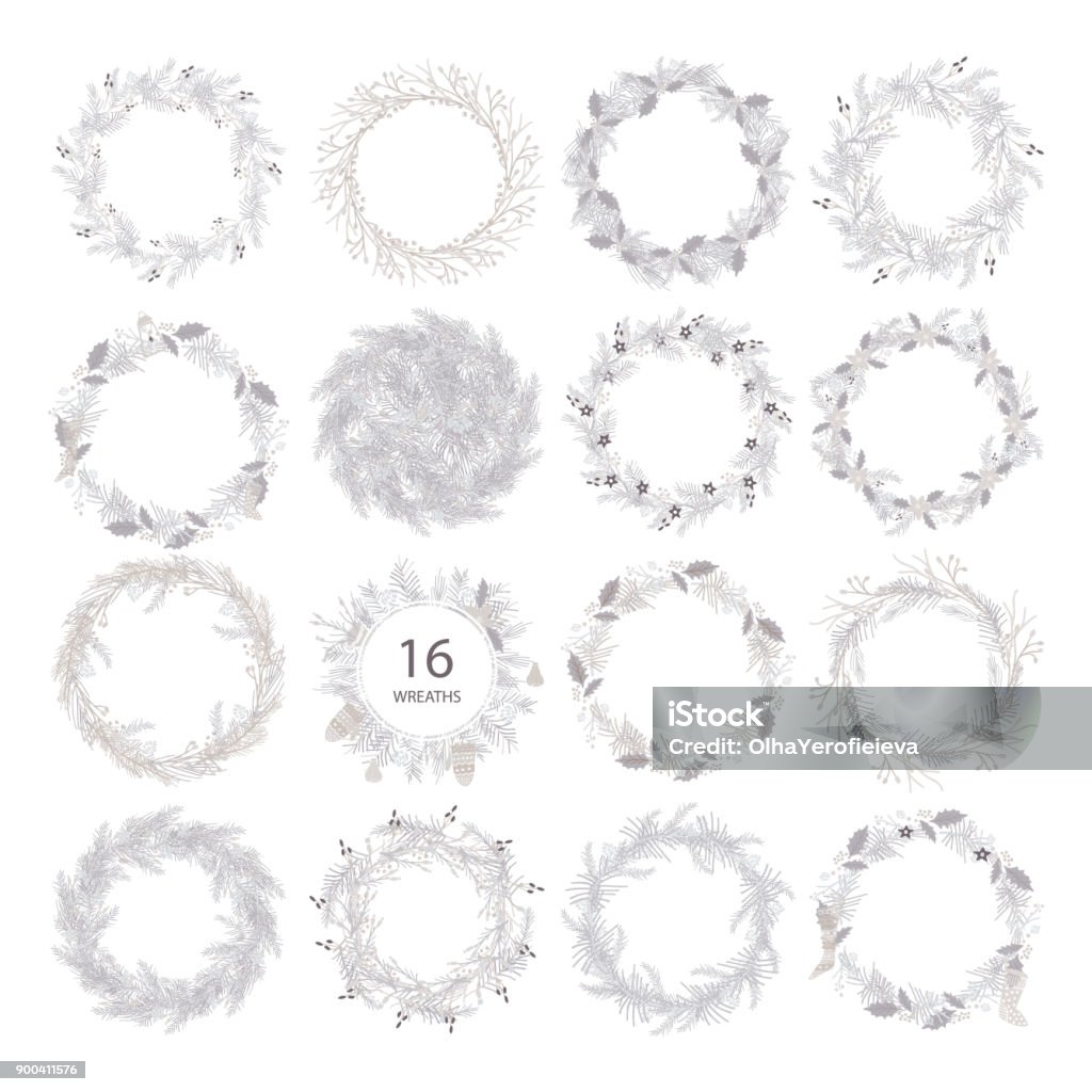 Cute hipster wreaths Cute hipster wreaths. Simple drawings of plants. Wreath stock vector