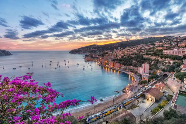 Photo of Aerial view of Villefranche-sur-Mer on sunset, France