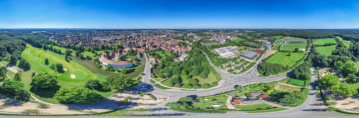 Aerial view of the historic city of Steinfurt, Germany