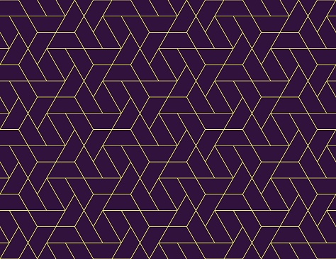 Geometric grid with intricate hexagonal and triangular shapes seamless pattern design, repeating background for web and print purposes