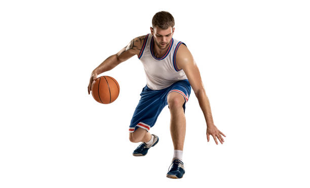 istock Basketball player in action isolated on white background 900416802