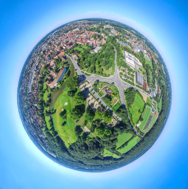 veduta aerea della storica città di steinfurt - schweinfurth foto e immagini stock