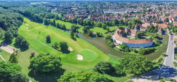 veduta aerea della storica città di steinfurt - schweinfurth foto e immagini stock