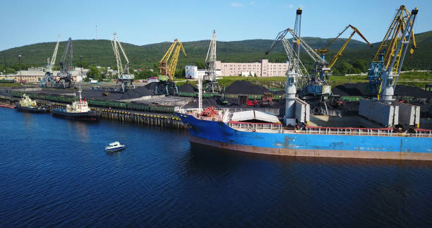 istock Cargo Ship in the Port Aerial View from Drone 900420710