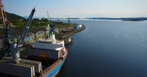 istock Cargo Ship in the Port Aerial View from Drone 900420766