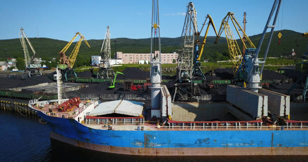 istock Cargo Ship in the Port Aerial View from Drone 900420772