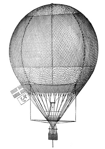 View of the medieval air balloon - 1896