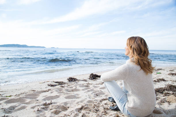 woman in winter on a beach