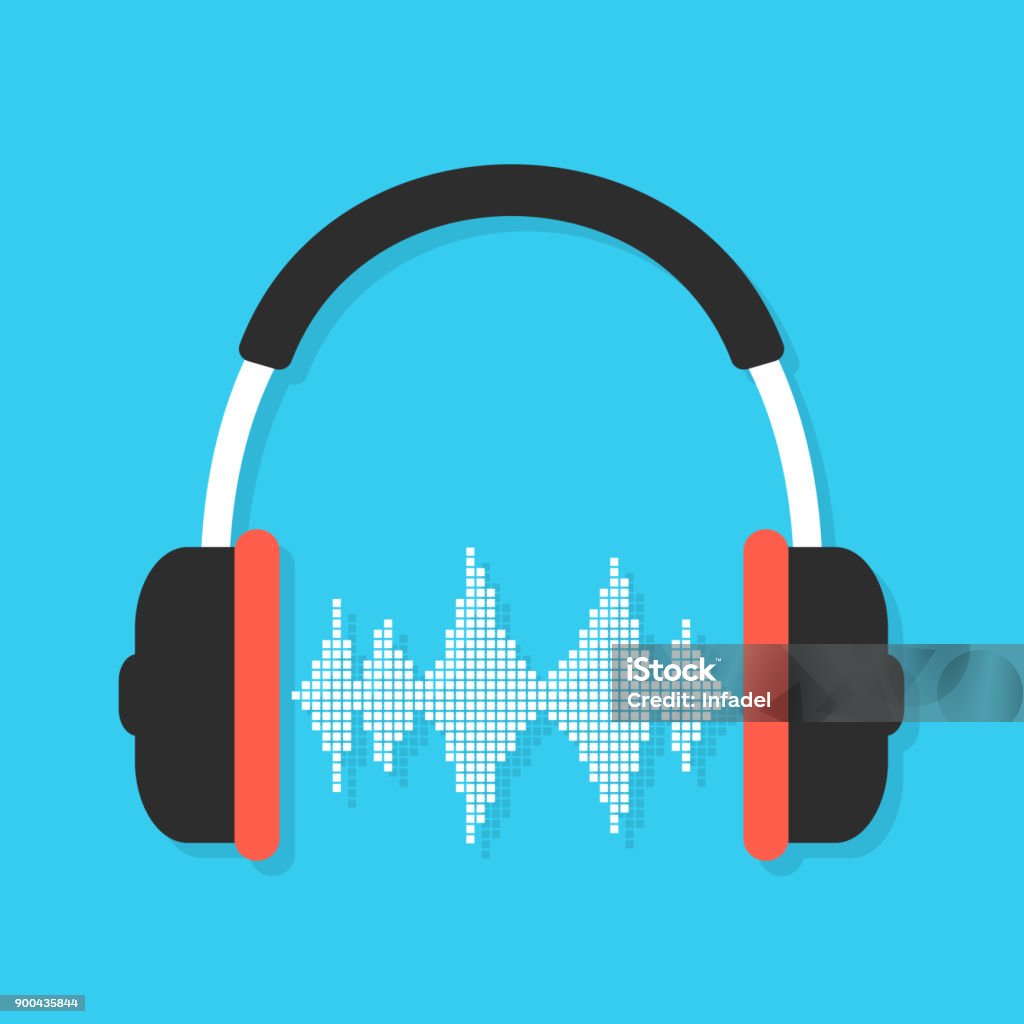 headphones and equalizer with shadow headphones and equalizer with shadow. concept of love for music, audio equipment and melomania. isolated on blue background. flat style trendy modern design vector illustration Art stock vector