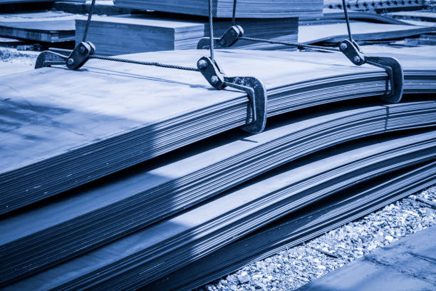 istock Stainless steel sheets deposited in stacks 900439702