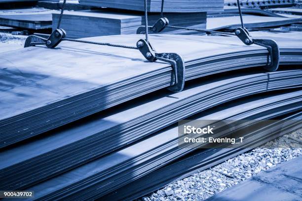 Stainless Steel Sheets Deposited In Stacks Stock Photo - Download Image Now - Steel, Plate, Aluminum